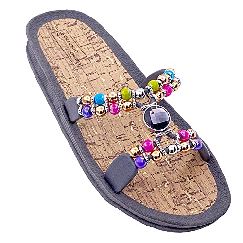 Linea Scarpa Badeschuhe Damen grau- Syros - Badepantoletten Frauen - halluxfreundlich mit H-Oberteil von Linea Scarpa