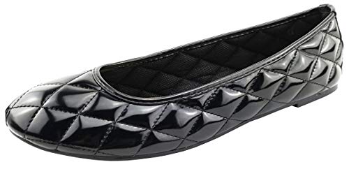 Linea Scarpa Damen Mara Klassik Geschlossene Ballerinas Lackoptik gesteppt: Größe: 39 EU | Farbe: Schwarz von Linea Scarpa