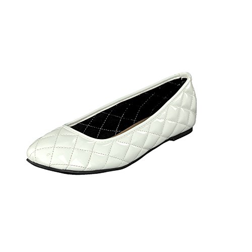 Linea Scarpa Damen Mara Klassik Geschlossene Ballerinas Lackoptik gesteppt: Größe: 41 EU | Farbe: Weiss von Linea Scarpa