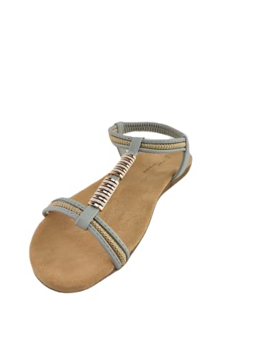 Linea Scarpa Damen Sandaletten Sommerschuhe Sandale mit Gummizug flach Arona: Größe: 38 | Farbe: Grau von Linea Scarpa