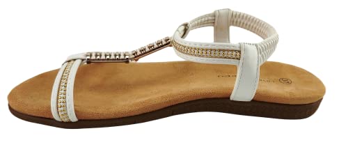 Linea Scarpa Damen Sandaletten Sommerschuhe Sandale mit Gummizug flach Arona: Größe: 39 | Farbe: Weiss von Linea Scarpa
