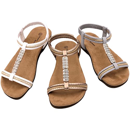 Linea Scarpa Damen Sandaletten Sommerschuhe Sandale mit Gummizug flach Arona: Größe: 39 | Farbe: Weiss von Linea Scarpa