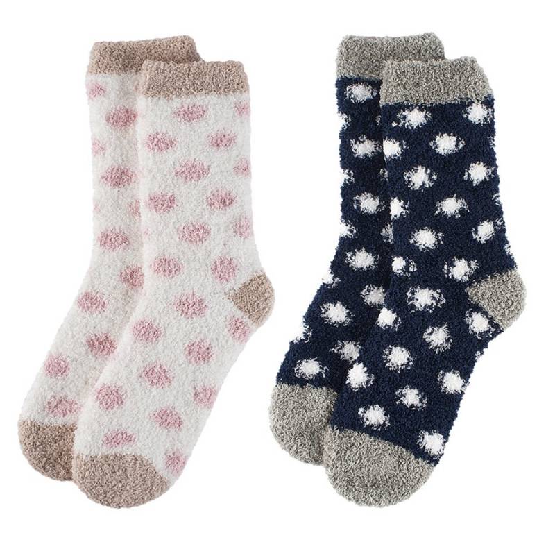 Linea Scarpa Hüttensocken Homey Dots Hüttenschuhe Damen Kuschelsocken Damen Socken Plüsch Hausschuhe von Linea Scarpa