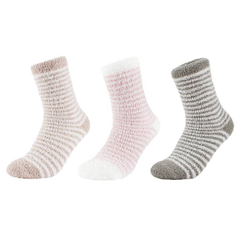 Linea Scarpa Hüttensocken Homey Stripes Hausschuhsocken Damen Kuschelsocken Damen Plüsch Hausschuhe von Linea Scarpa