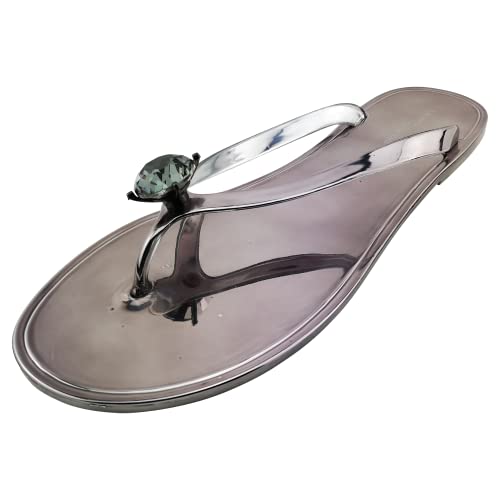 Linea Scarpa Milano Zehentrenner modischer Flip mit Schmuckstein flach Damen: Größe: 40 | Farbe: Schwarz von Linea Scarpa