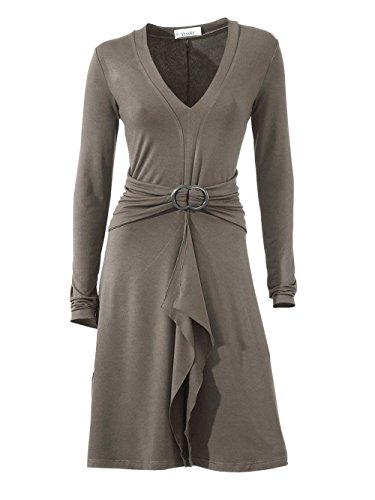 Linea Tesini Damen-Kleid Volantkleid Grau Größe 46 von Linea Tesini