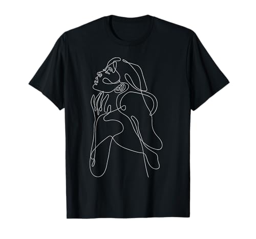 Hand Drawn One Line Art Woman T-Shirt von Lineart Gesichter Abstrakte Kunst Line Art DEILLUM