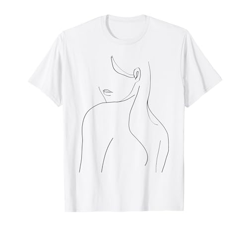 Hand Drawn One Line Art Woman T-Shirt von Lineart Gesichter Abstrakte Kunst Line Art DEILLUM
