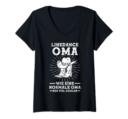 Damen Line Dance Grandma Tänzerin Country Western Grandma lustig T-Shirt mit V-Ausschnitt von Linedance Linedancer Countrymusik Linedancing