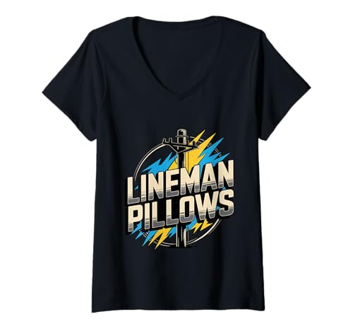 Damen Lineman Pillows Proud Utility Wife Support - T-Shirt mit V-Ausschnitt Damen Lineman Pillows Proud Utility Wife Support - T-Shirt mit V-Ausschnitt von Lineman Frau Utility Life