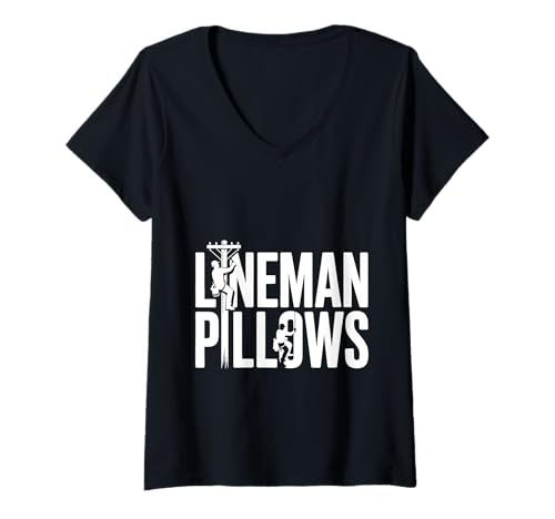 Damen Lineman Pillows Proud Utility Wife Support - T-Shirt mit V-Ausschnitt Damen Lineman Pillows Proud Utility Wife Support - T-Shirt mit V-Ausschnitt von Lineman Frau Utility Life