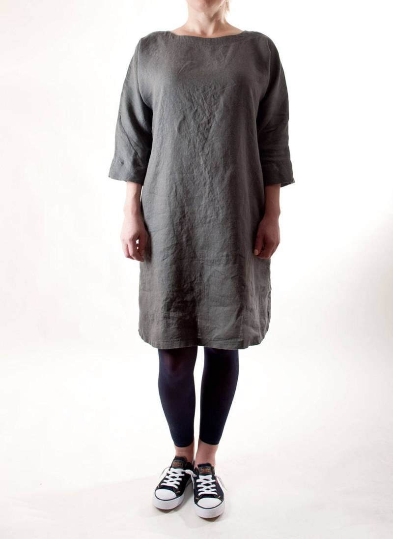 Graphit Leinen Kleid/Tunika Gewaschen von LinenAndTailor