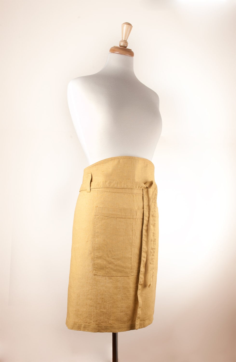 Leinen Halbschürze Natürliche Gelbe Küche Kochschürze von LinenAndTailor
