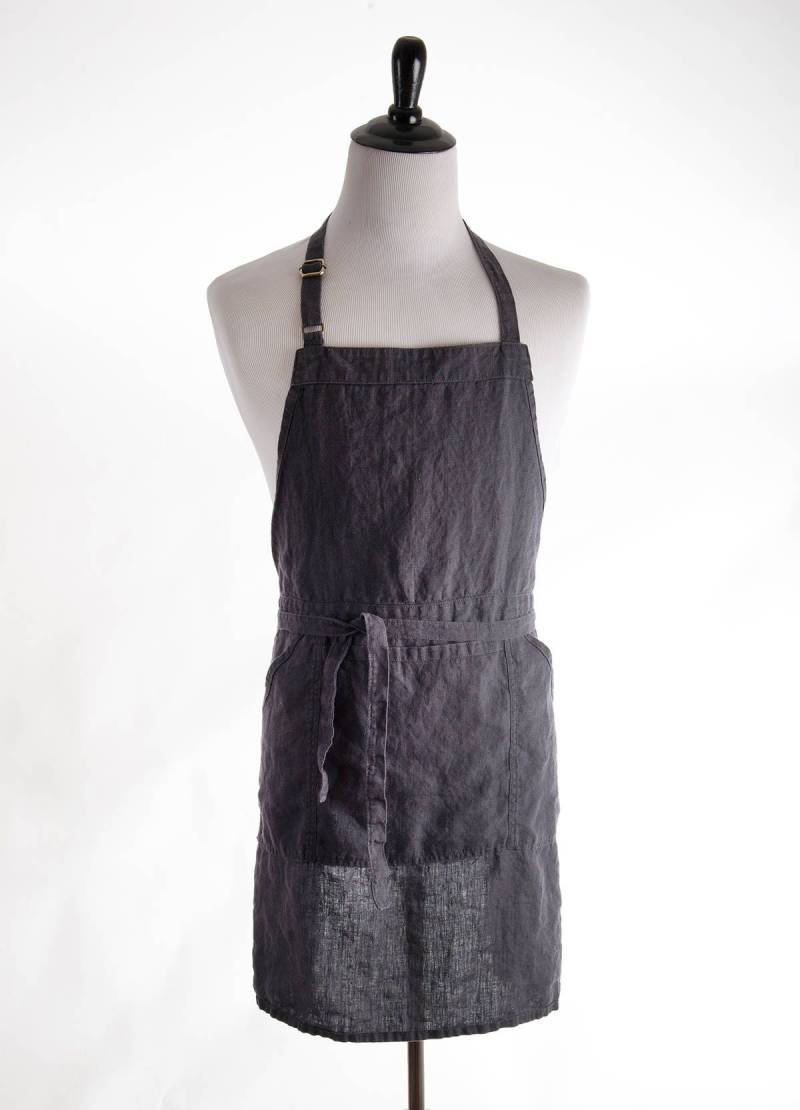 Leinenschürze, Neun Eisengrau, Verstellbare Vollschürze von LinenAndTailor