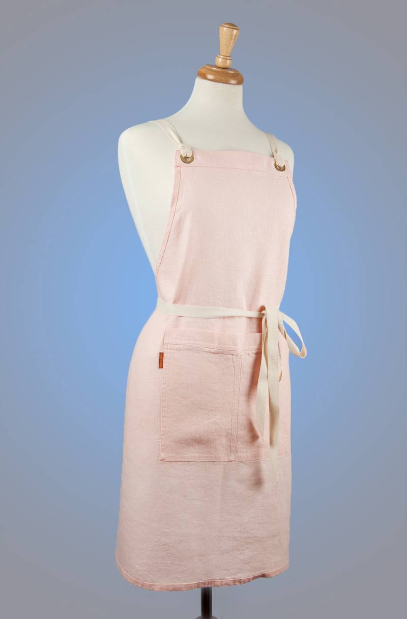 Rosa Leinenschürze Verstellbare Küchenschürze Mit Vollständiger Abdeckung von LinenAndTailor