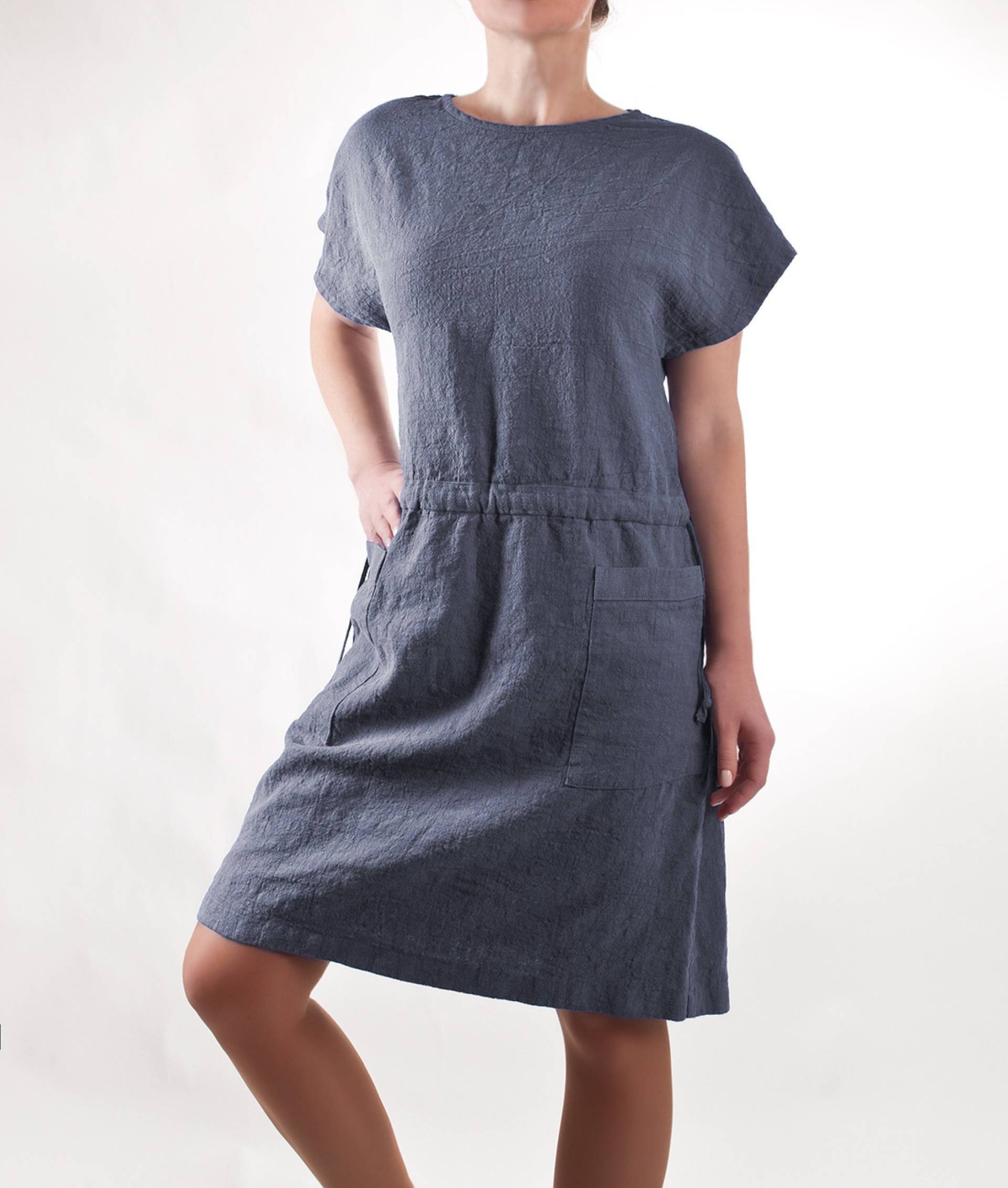 stonewashed Leinenkleid. Tunika Grau-Blaue Farbe von LinenAndTailor