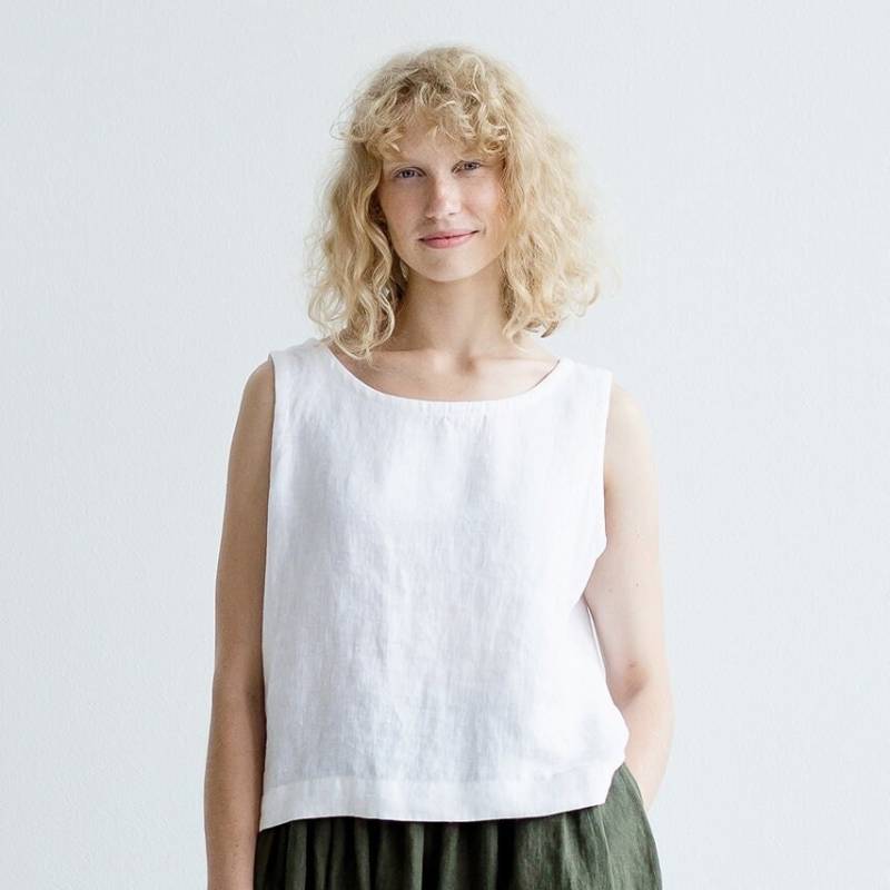 Ärmellose Leinenbluse. Leinen Oben. Frauen-Shirt. Basic Top in 38 Farben Verfügbar von LinenCloud