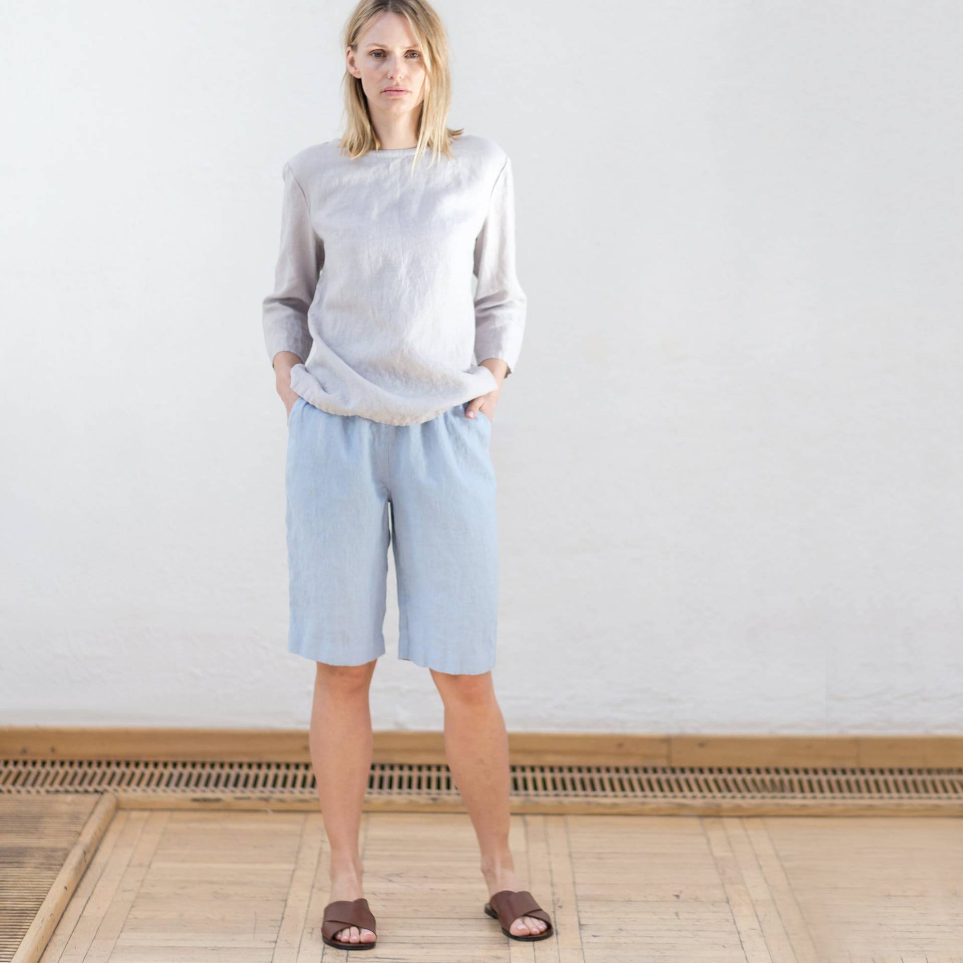 Leinen Shorts, Damenbekleidung, Shorts Frauen, Weiße Für Mit Taschen von LinenCloud