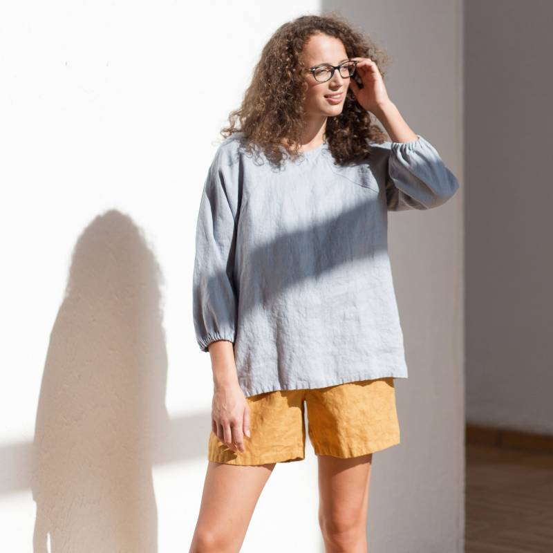 Leinenbluse Weekend/Kimono Top Leinen Oversized Basic Bluse von LinenCloud