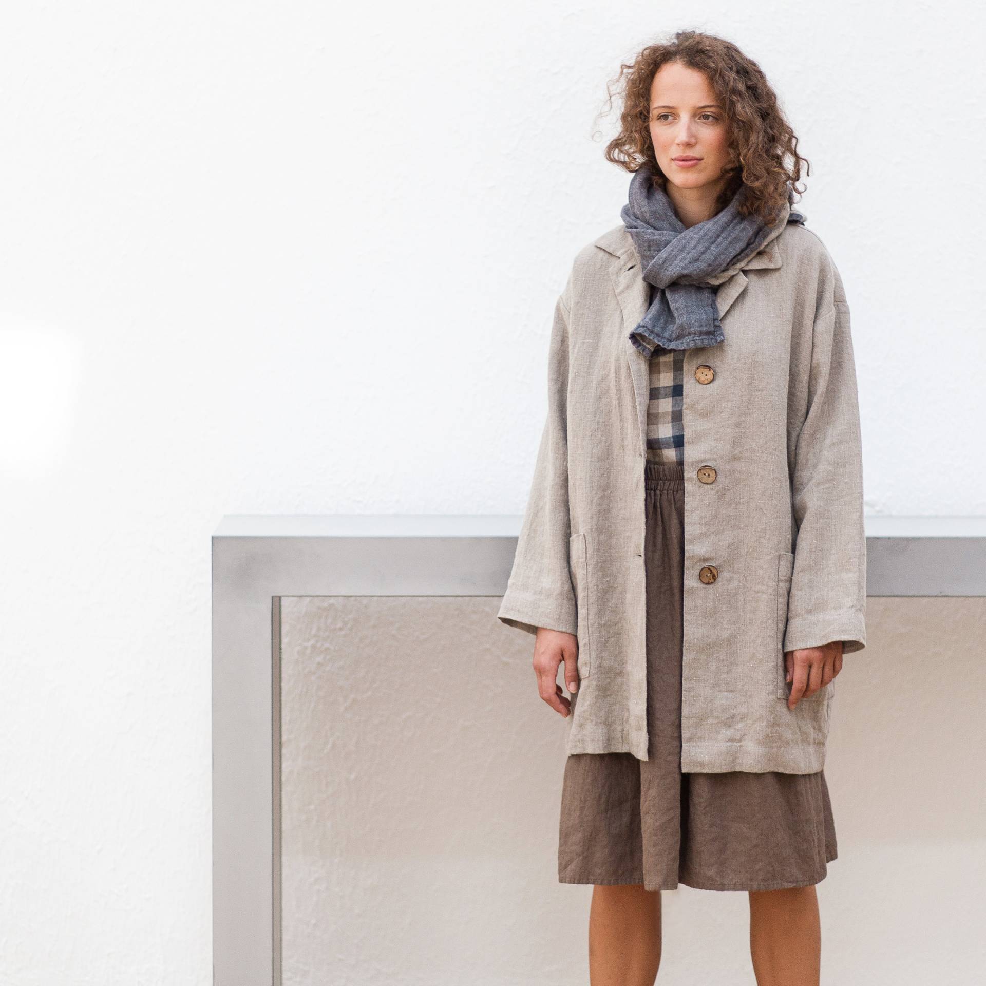 Leinenjacke Nora/Schwerer Leinenmantel Mit Tiefen Taschen Linen Duster von LinenCloud