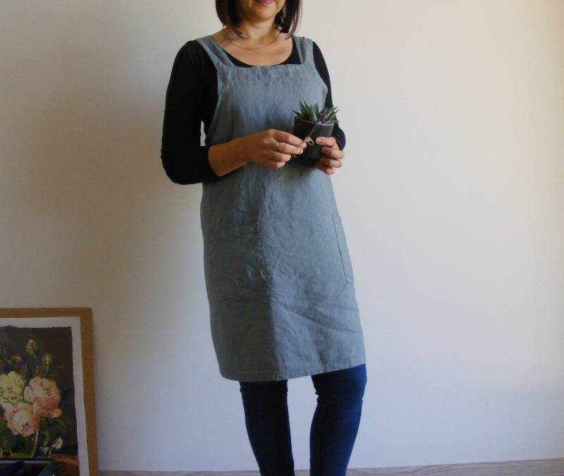 Hellgraue Leinen Schürze von LinenFog