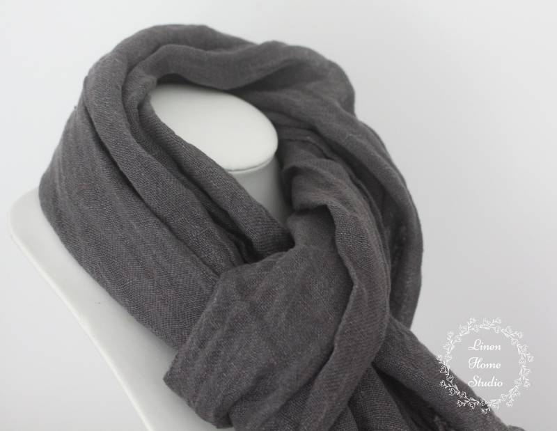 Grau Leinen Schal von LinenHomeStudio
