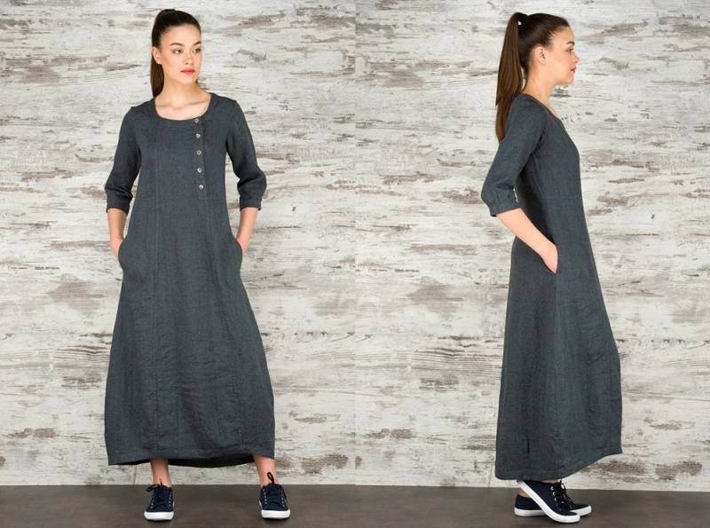 Langes Leinenkleid. Leinen Maxi Kleid von LinenHomeStudio
