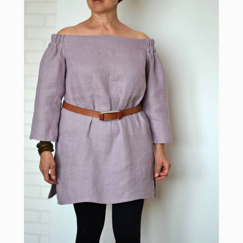 Off The Shoulder Top, Leinenbluse, Leinen Bluse, Sommer Shoulder, Damen Gr. L von LinenHouseArt