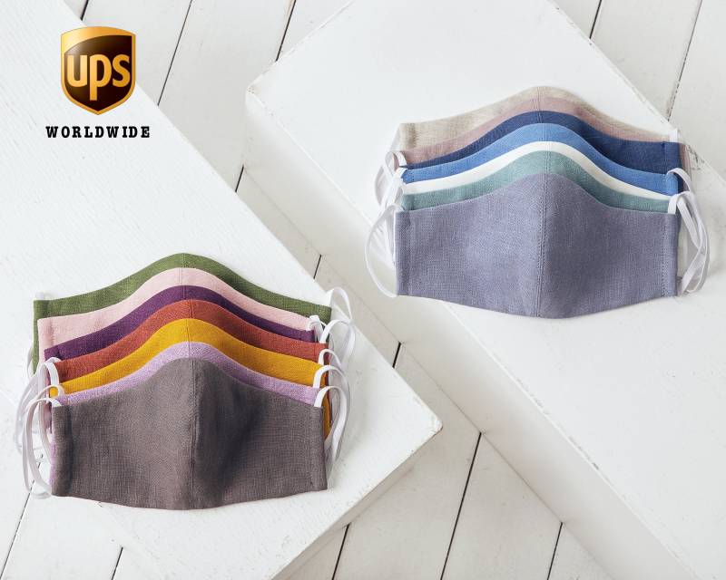 10Er Set Leinen Gesichtsmasken, Waschbare Stoffmasken, Handgemacht von LinenHygge