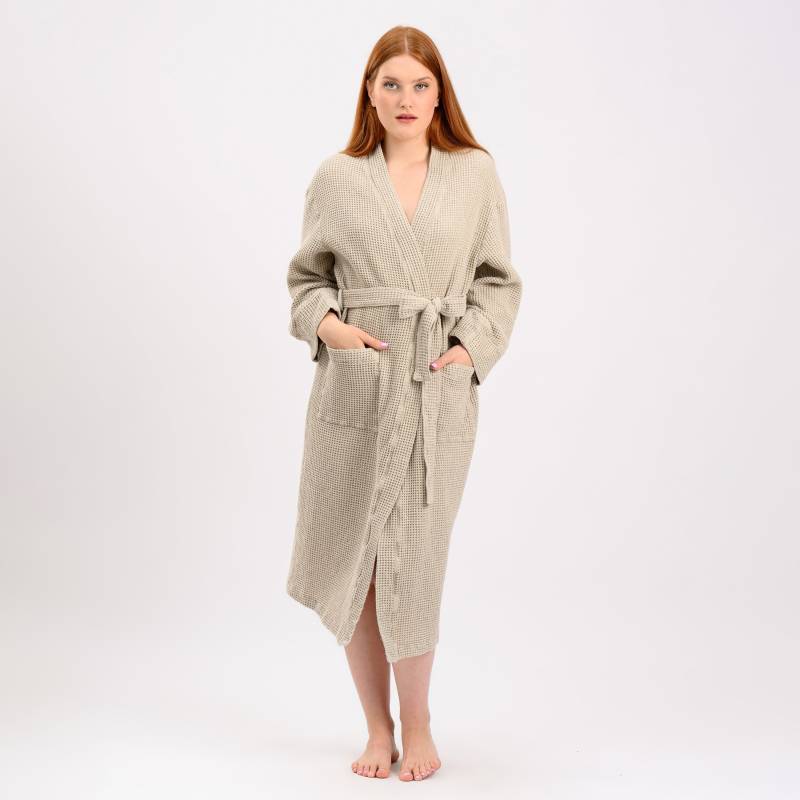 Soft Waffel Leinen Robe Kimono Bademantel Aus Baumwollmischung von LinenHygge