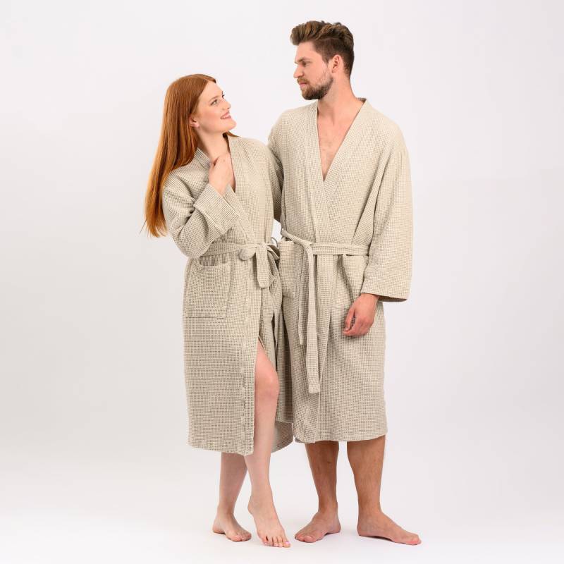 Soft Waffle Linen Robe Unisex Kimono-Bademantel Aus Baumwollmischung von LinenHygge