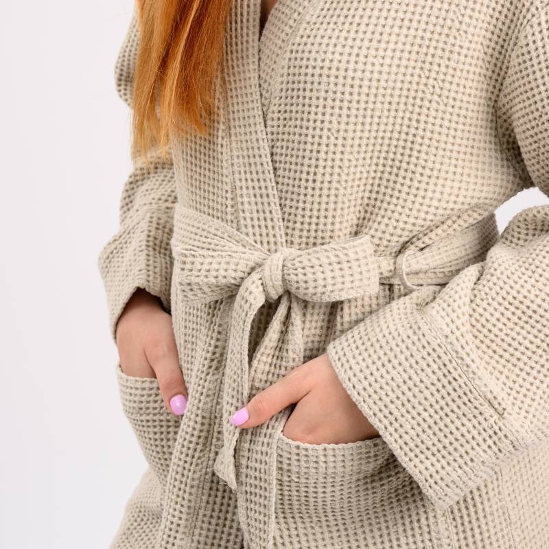 Weiche Waffel Leinen Robe Unisex Kimono Bademantel von LinenHygge