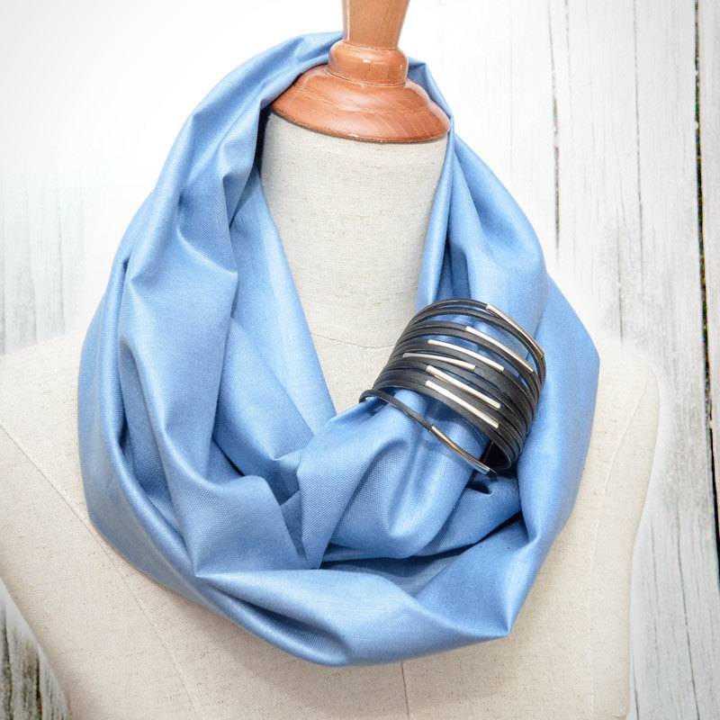 Unendlich Weicher Leinen Schal. Dicker Natürliches Leinen. Kornblume. Schwarze Manschette von LinenLea