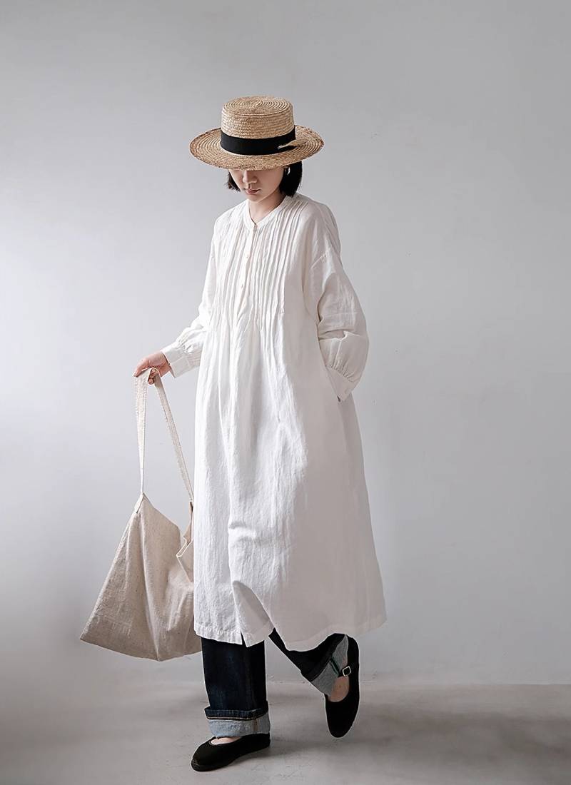 100% Leinenkleider Für Frauen Leinen Lange Ärmel Maxi Kleid Lässige Weiche Übergroße Roben Lose Flachs Mantel Plus Größe N303 von LinenLifeStore