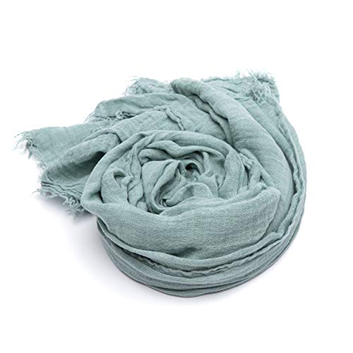 LinenMe - 100% Leinen Sommerschlal 100 x 200 cm Garza Fringe - Leichter Schal Herren Damen Unisex - Leinen Sommer Schal mit Fransen, Moss Green von LinenMe