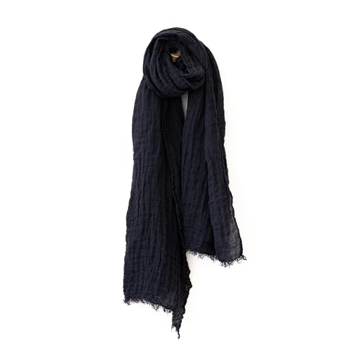 LinenMe - 100% Leinen Sommerschlal 100 x 200 cm Garza Fringe - Leichter Schal Herren Damen Unisex - Leinen Sommer Schal mit Fransen - Geeignet als Stola - Pflegeleicht - Anthracite von LinenMe