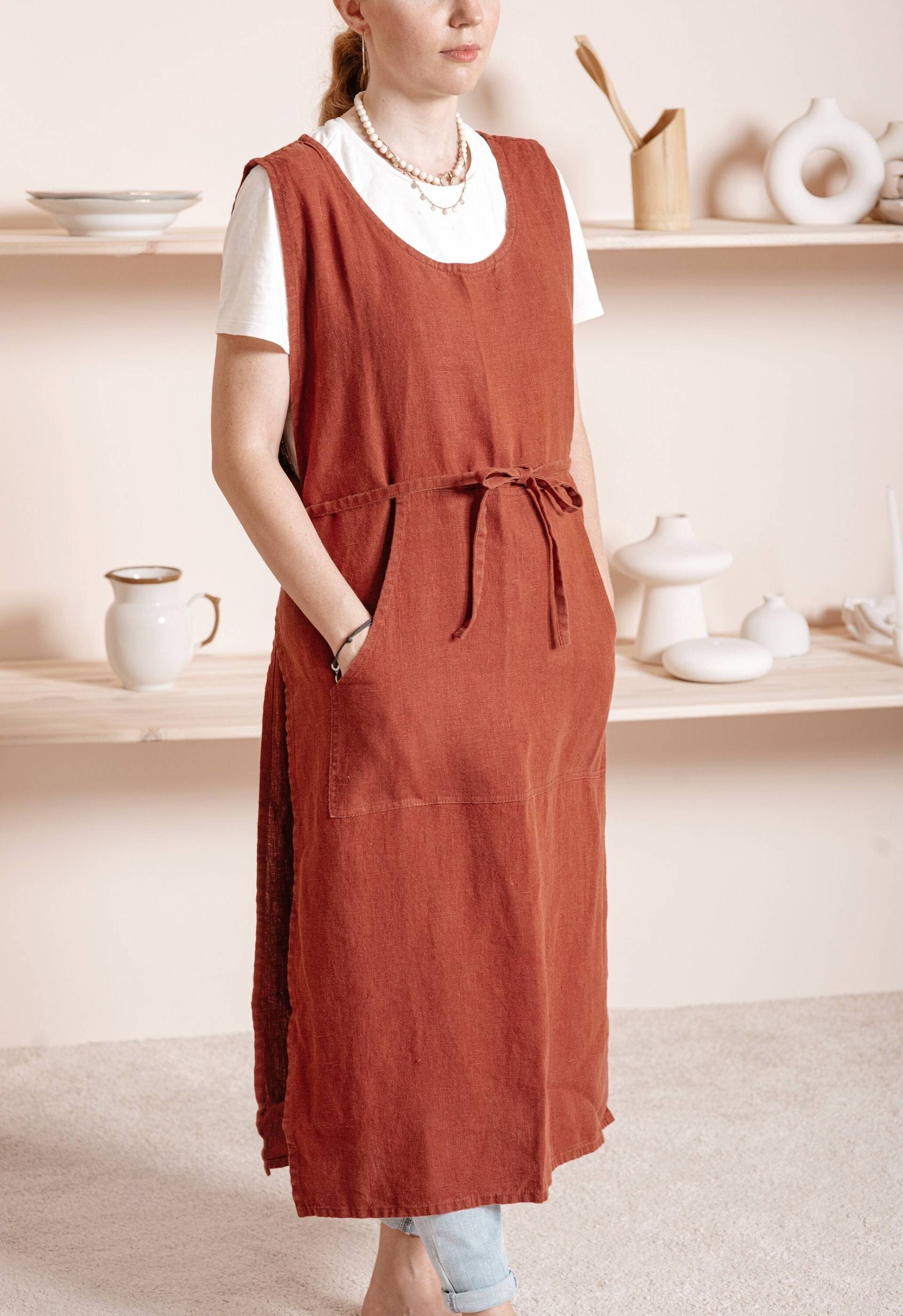 Schuster Schürze - Steingewaschener Wappenrock Kittel Mit Taschen von LinenQui