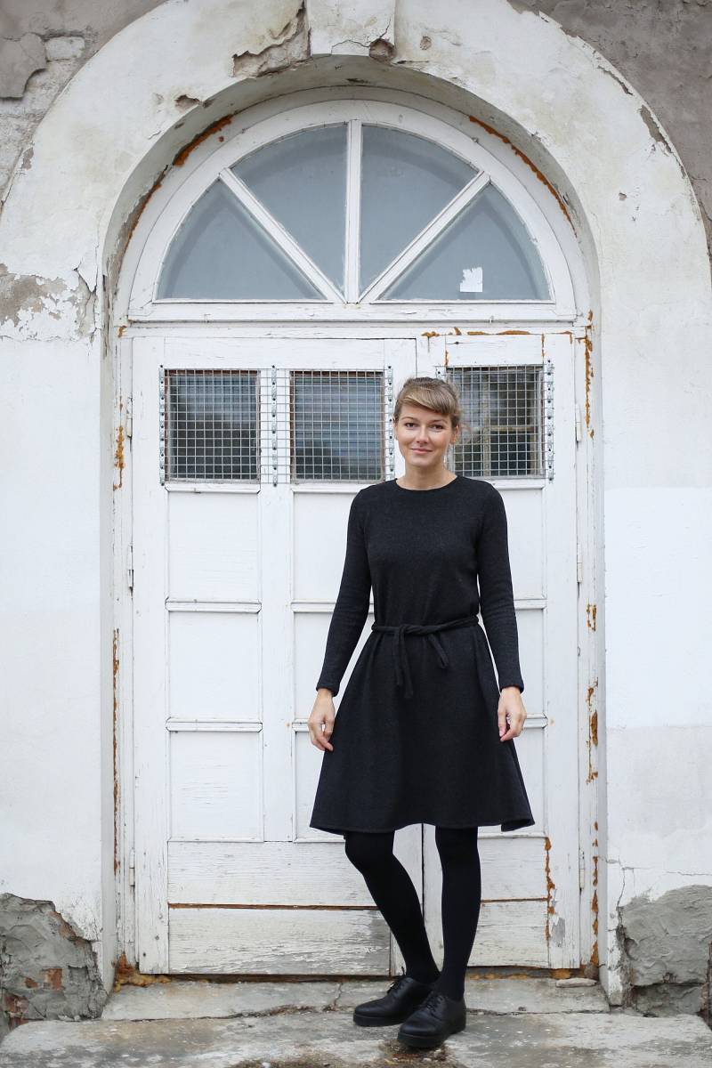 A-Linie-Kleid Aus Öko-Wolle | Langes Kleid Natürliche Wolle Elegantes Weitrock Mit Gürtel Gelegenheitskleid von LinenSea