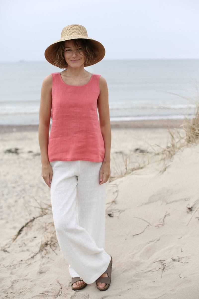 Basic Leinen Top. Ärmellose Leinenbluse. Gewaschenes Weiches Frauen-Shirt. Lockere Weißes von LinenSea