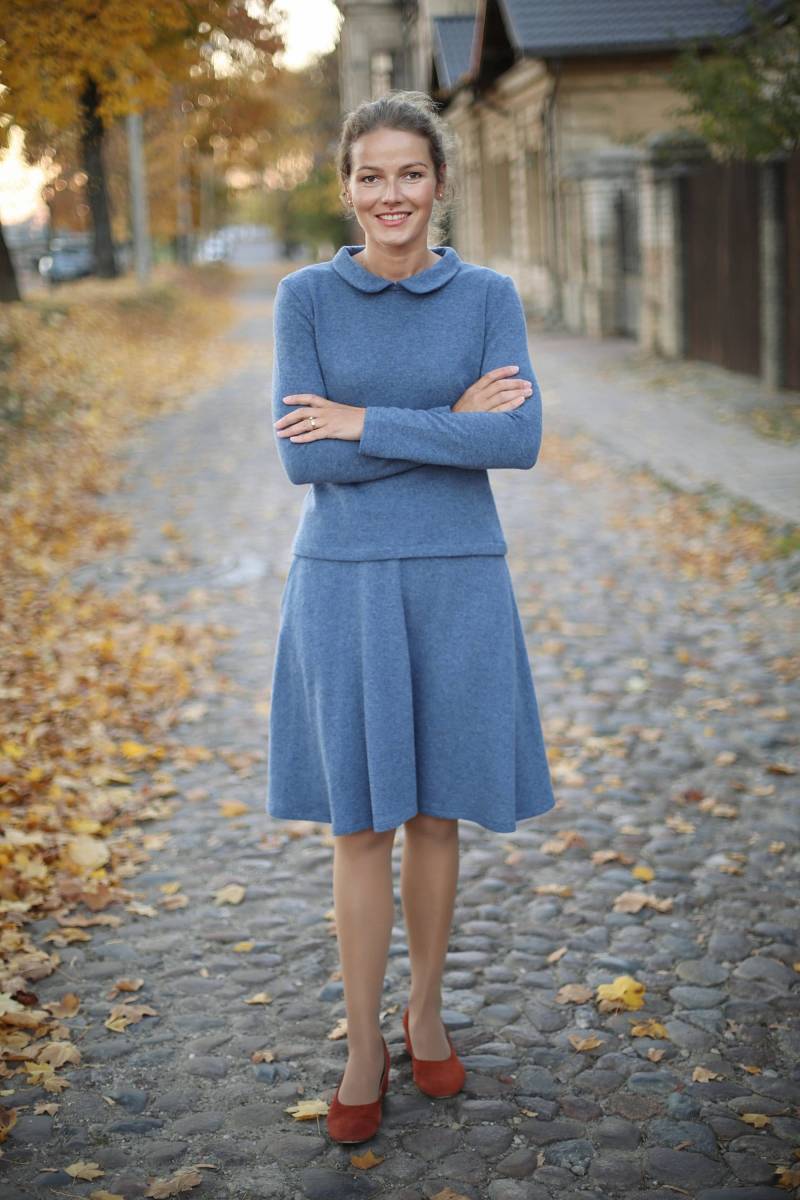 Eleganter Wollpullover | Pullover Mit Rundhalsausschnitt Schwarzer Merinowolle Minimal Elegantes Oberteil von LinenSea