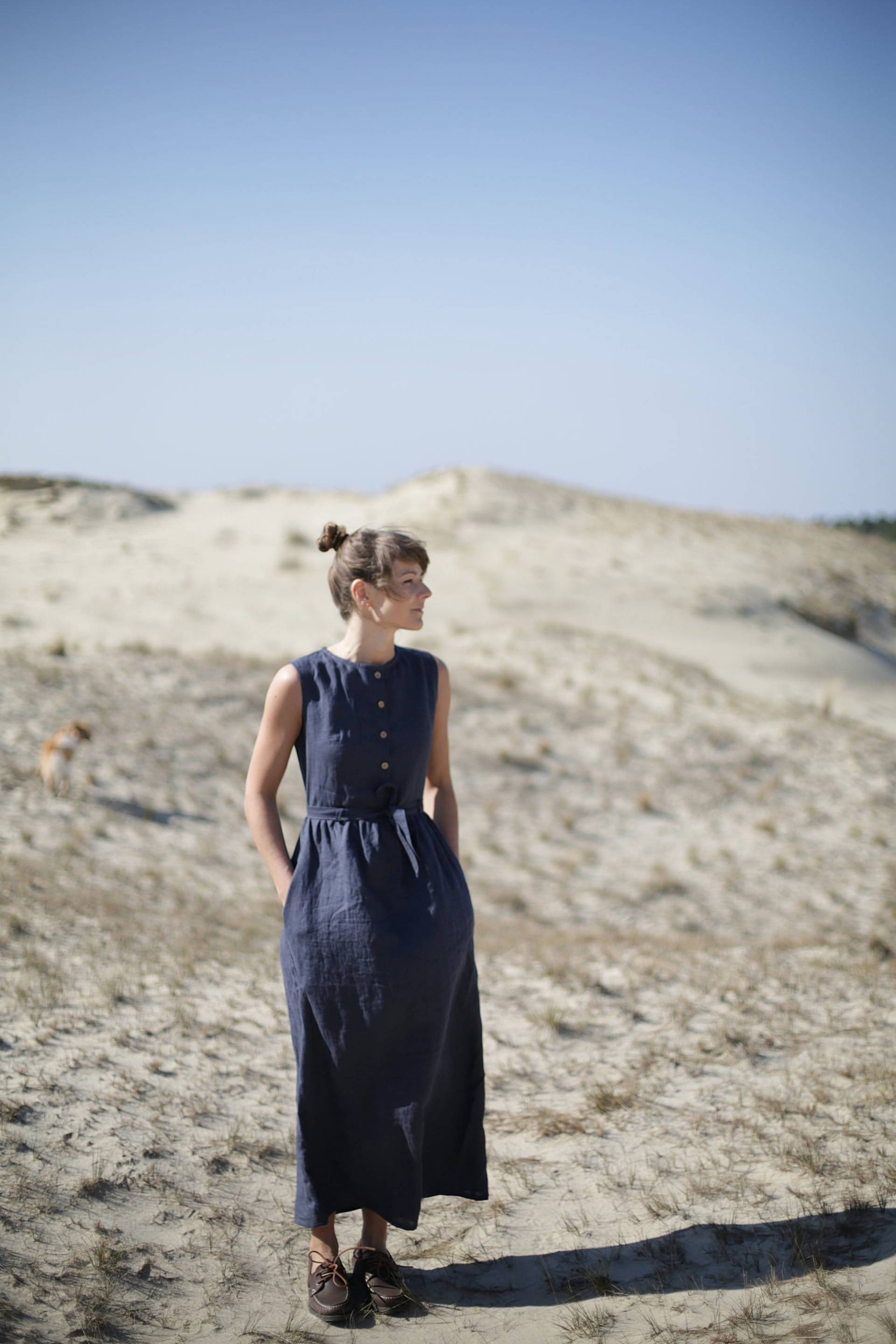 Elegantes Leinenkleid/Langes Maxikleid Gewaschenes Weiches Leinen Umstandskleid Damenleinen Schwarzes von LinenSea