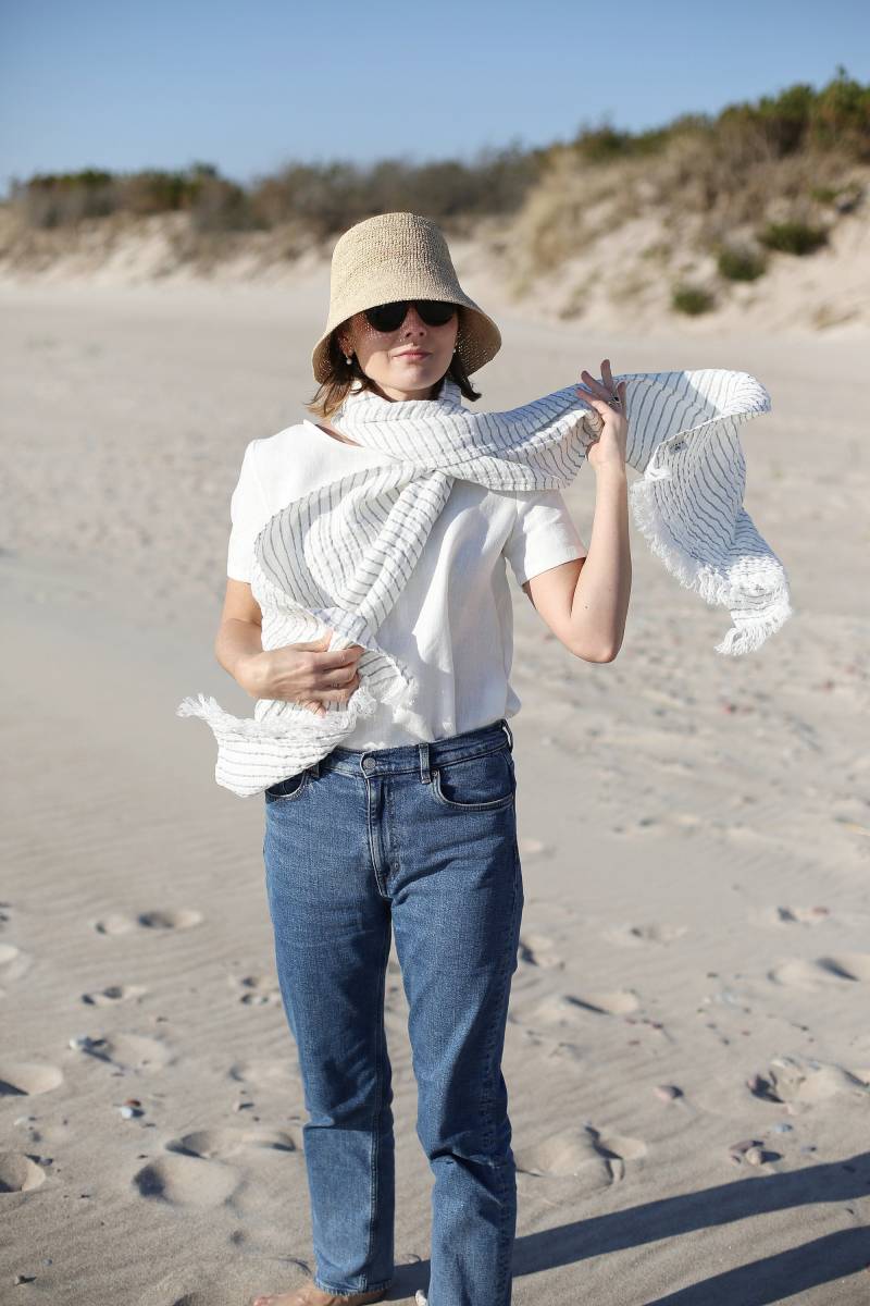 Gestreifter Leinenschal. Frauen Schals. Leinen Schal. Handgefertigte Accessoires. Unisex Sofort Versandfertig. Vorgewaschenes Leinen von LinenSea