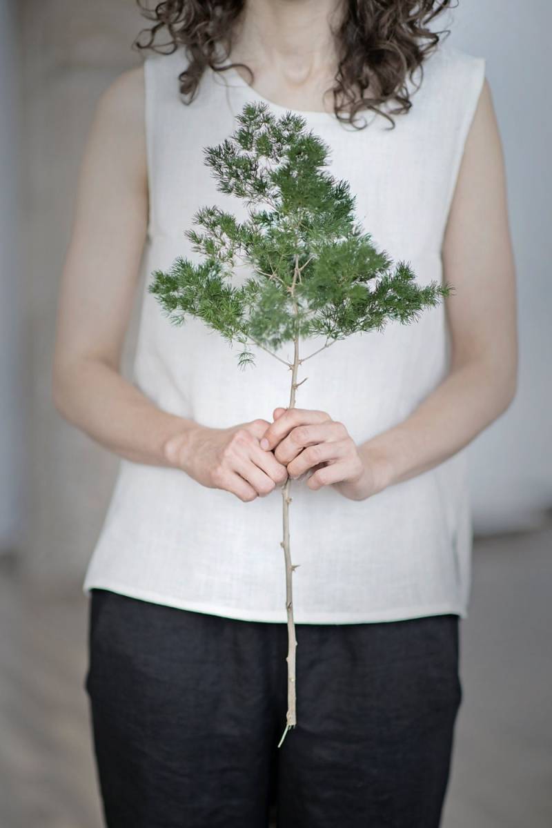 Weite Ärmellose Leinenbluse. Gewaschenes Weiches Leinen Top. Frauen-Shirt. Weißes Tank Schlichtes Top von LinenSea