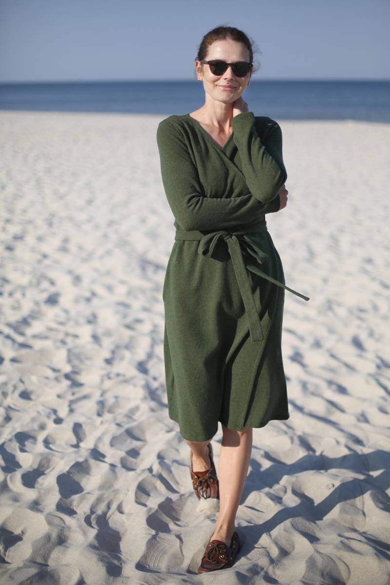 Wickelkleid Aus Wolle | Langes Kleid Natürliche Elegantes Weitrock Mit Gürtel Und Taschen Gelegenheitskleid von LinenSea