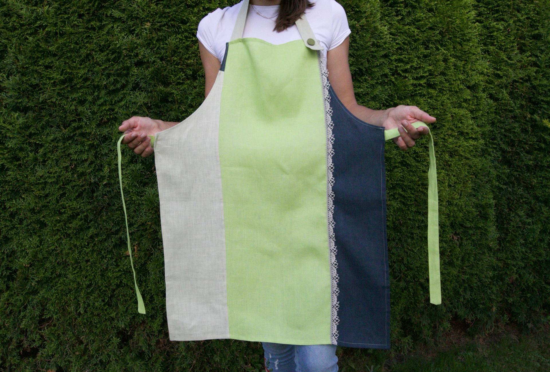 Leinen Schürze Mit Spitze Verstellbare Riemen Küchen-Latzschürze von LinenWaves