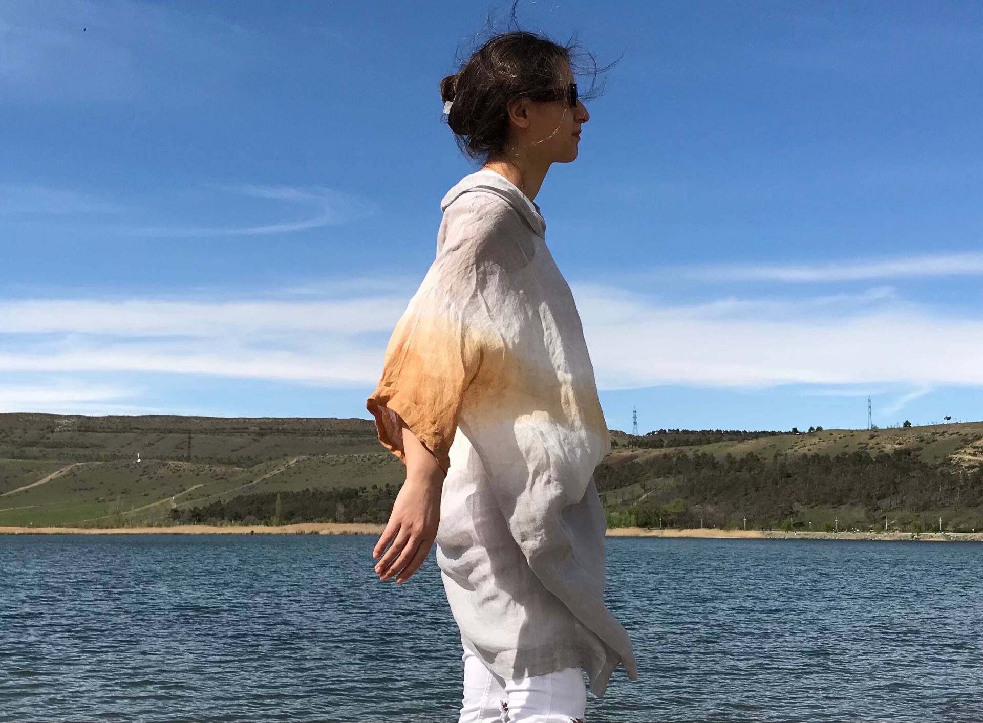 Tunikakleid Aus Leinen Mit Batikmuster. Einzigartiges Kleid in Übergröße Tunikakleid Aus Leinen Mit Batikmuster. Einzigartiges Kleid in Übergröße von Linenand