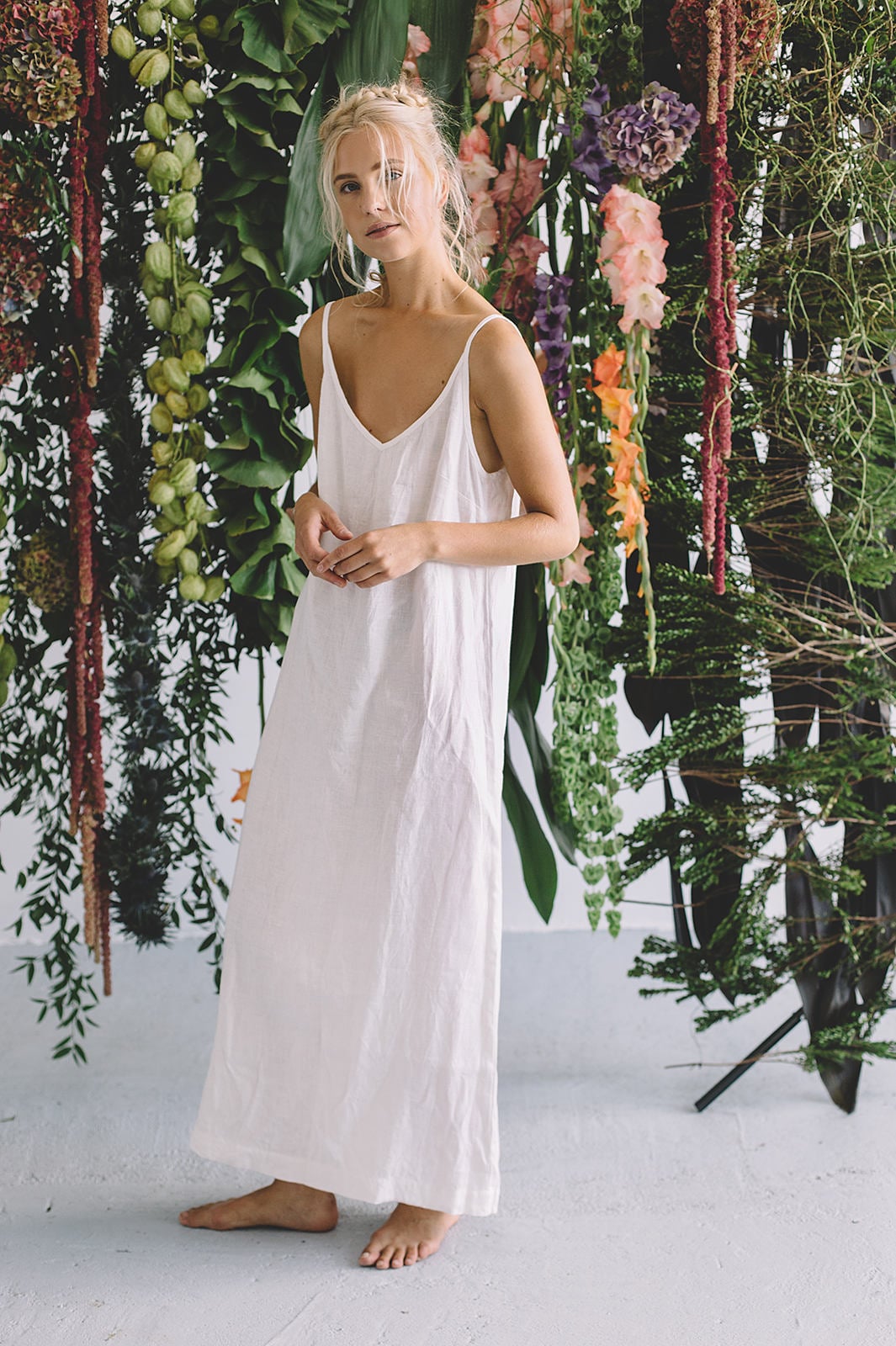 Afrika Milchig Weißes Kleid - Leinenkleid Sommerkleid Minimal Leinen Damenkleidung Schlichtes von Linenfox