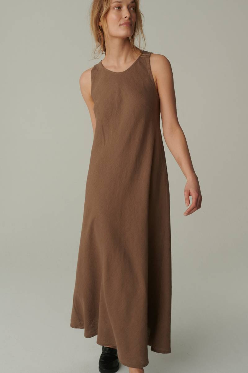 Versandfertig - Alba Cacao Leinenkleid Weiches Maxikleid Minimal Sommerkleid von Linenfox