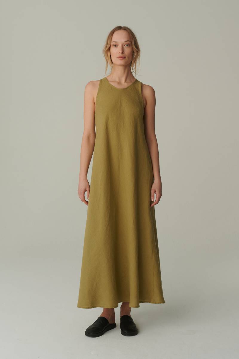 Fertig in 1920Er Jahre - Halbolivfarbenes Leinenkleid Leichtes Maxikleid Minimales Sommerkleid von Linenfox