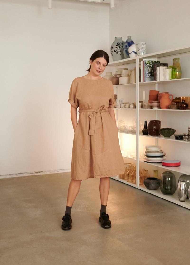 Alex Dusty Peach - Wickelkleid Aus Leinen Oversized Leinenkleid von Linenfox